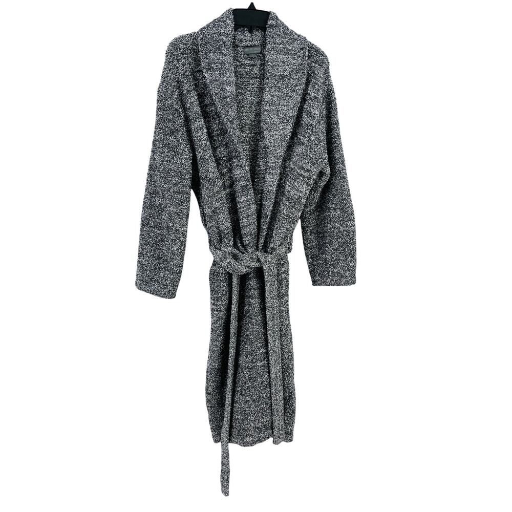 Barefoot Dreams CozyChic Robe Size 1 Small Gray White Belted Loungewear